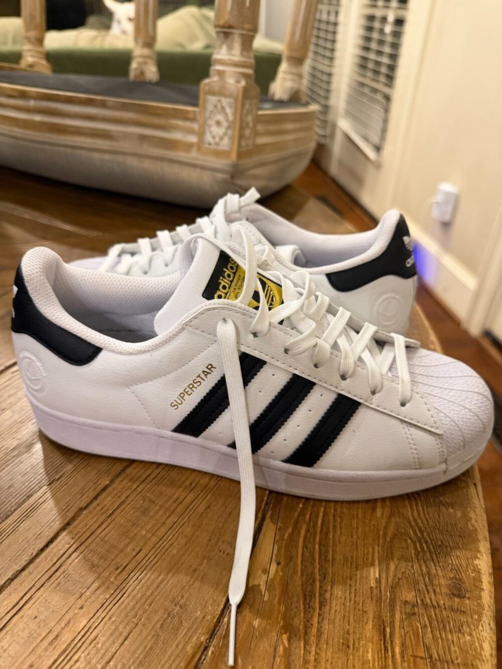 Adidas Superstar White Black Gold Men's 8.5